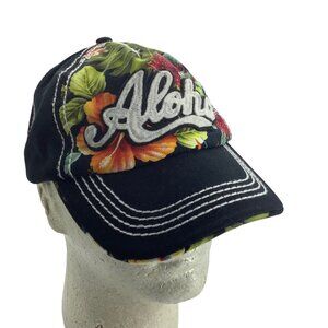 ALOHA HEADWEAR Hawaii Floral Baseball Fabric Cap Hat Adjustable Y2K Embroidered